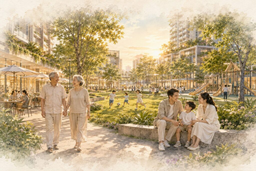 Cộng đồng văn minh, Không gian sống chất lượng, Bất động sản bền vững, Giá trị dài hạn, An cư lâu dài, Chất lượng sống, Hệ sinh thái tiện ích, Không gian sống cho gia đình