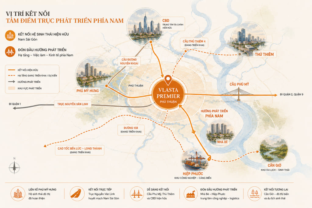 Vlasta Premier, Vlasta Premier Phú Thuận, căn hộ Quận 7, căn hộ Nam Sài Gòn, vị trí Vlasta Premier, kết nối Nhà Bè, kết nối Cần Giờ